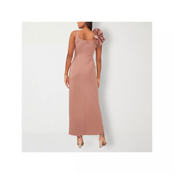 Sam And Jess Floral Applique Sleeveless Evening Gown - ACORN CHESTNUT Size 6 - Picture 14 of 15